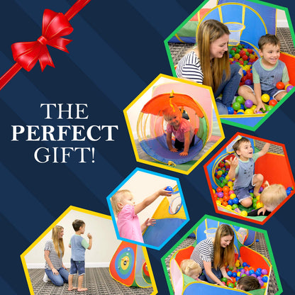 Hide N Side 5pc Kids Ball Pit Tents and Tunnels, Toddler Jungle Gym Play Tent with Play Crawl