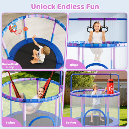 Yohood 55" Trampoline for Kids with Enclosure, 6-in-1 Toddler Trampoline Indoor Outdoor, ASTM
