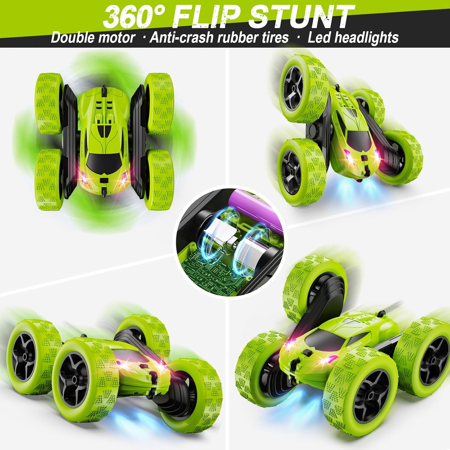 Remote Control Car for Kids Ages 6+, RC Cars Stunt Car Toy 4WD Double Sided 360° Rotating Remote