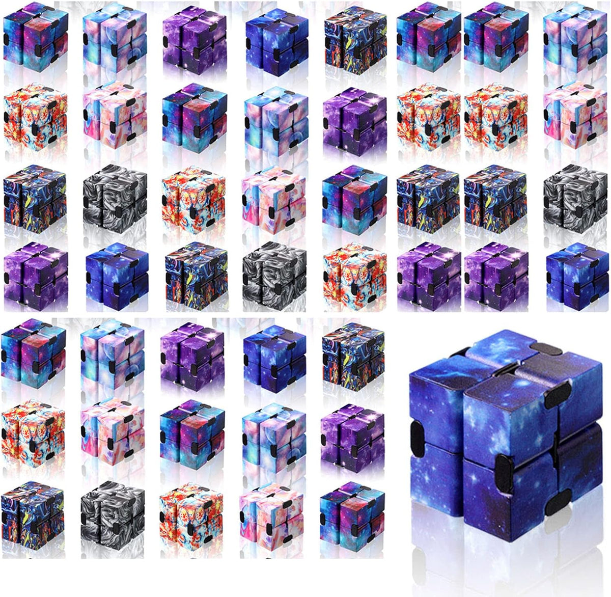 48 Pcs Cube Sensory Toy Handheld Infinite Cube Flipping Hand Cube Desk Gift Portable Blocks for