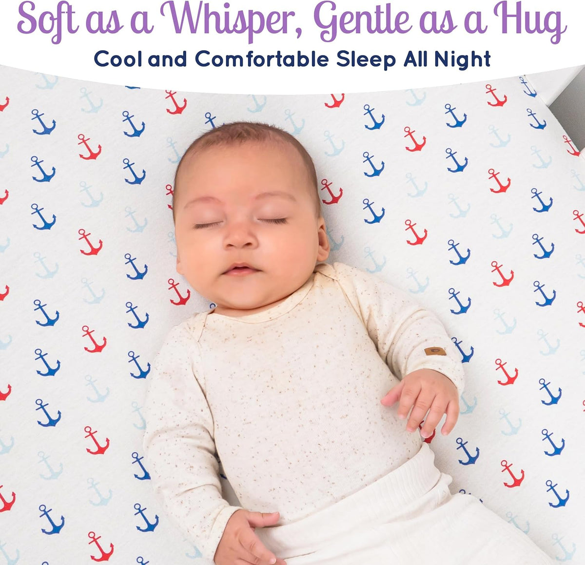 GROW WILD Nautical & Ships Baby Crib Sheets for Boys (3 Pack) - Jersey Knit Fitted Sheet (52" x