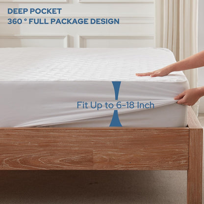 BEDLORE Waterproof Mattress Protector, King Size Noiseless Mattress Pad with Deep Pocket Fitted Up