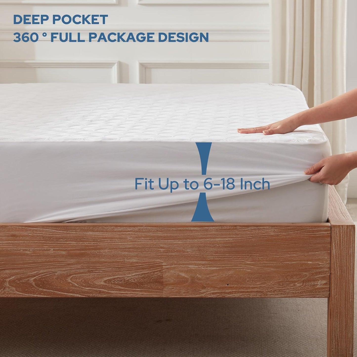 BEDLORE Waterproof Mattress Protector, California King Size Noiseless Mattress Pad with Deep Pocket