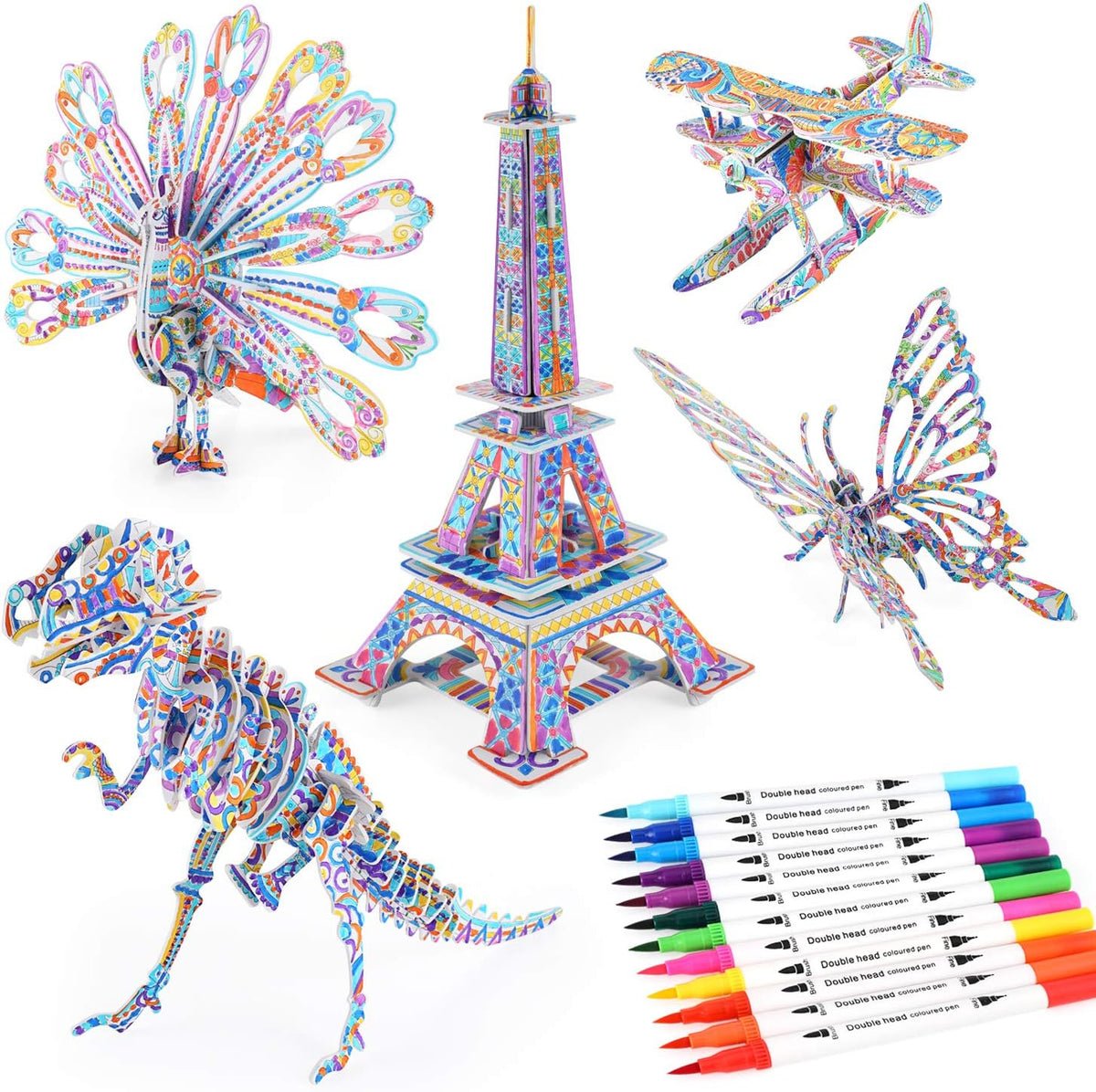 3D Coloring Puzzle Set, Arts and Crafts for Girls and Boys Age 6 7 8 9 10 11 12 Year Old, Fun
