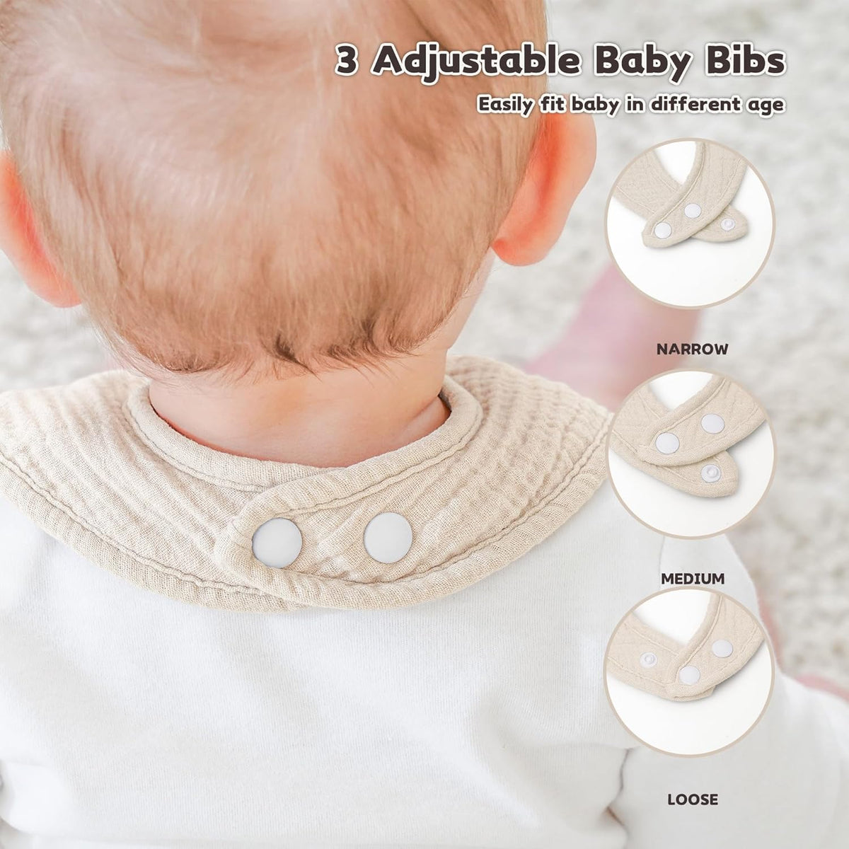 Susurration Muslin Baby Bibs 8 Pack Bandana Drool Bibs, Soft Square Adjustable Baby Drooling Bibs