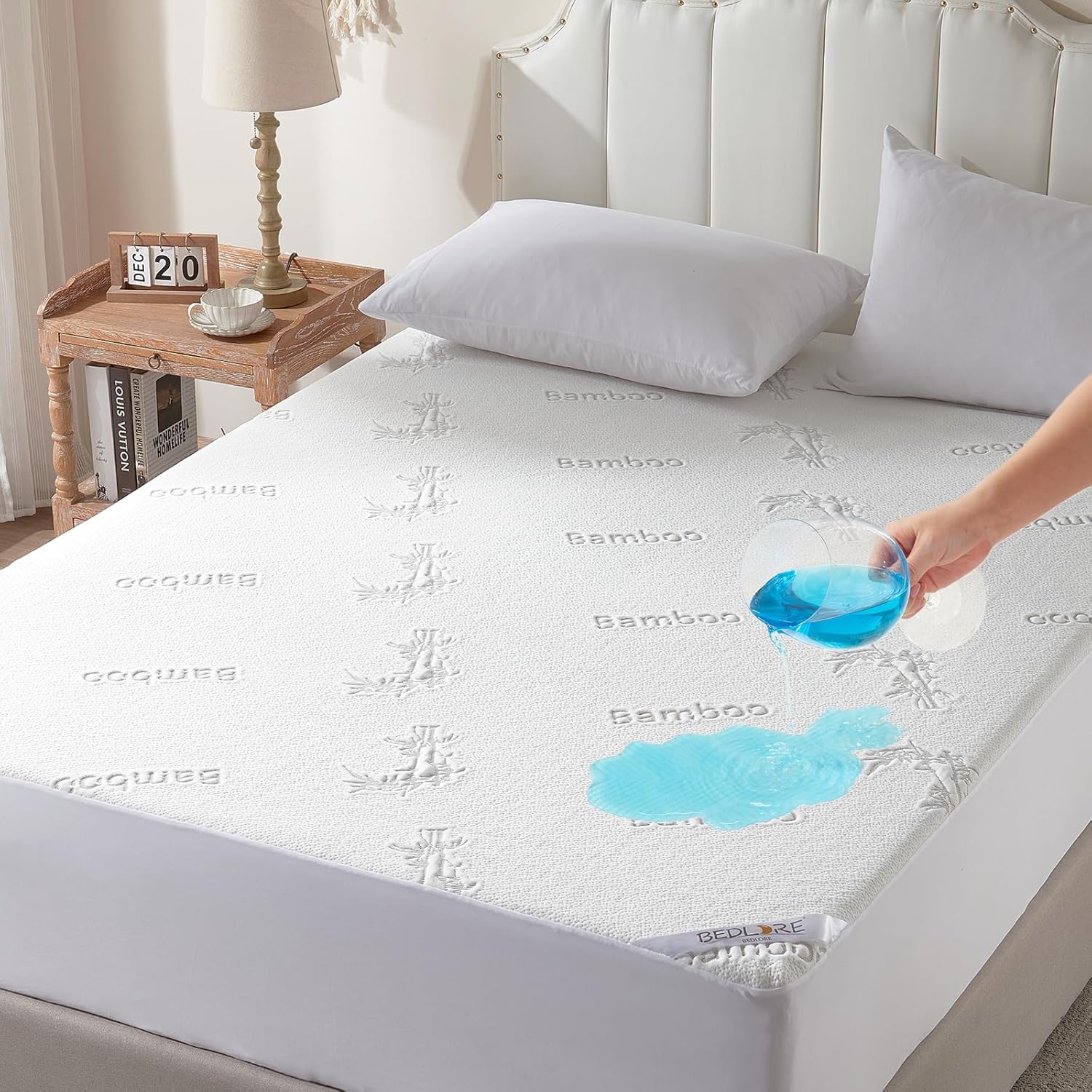 Waterproof Twin Size Mattress Protector, Mattress Pad Fitted 6"-15" Deep Pocket, 3D Air Fabric Bed