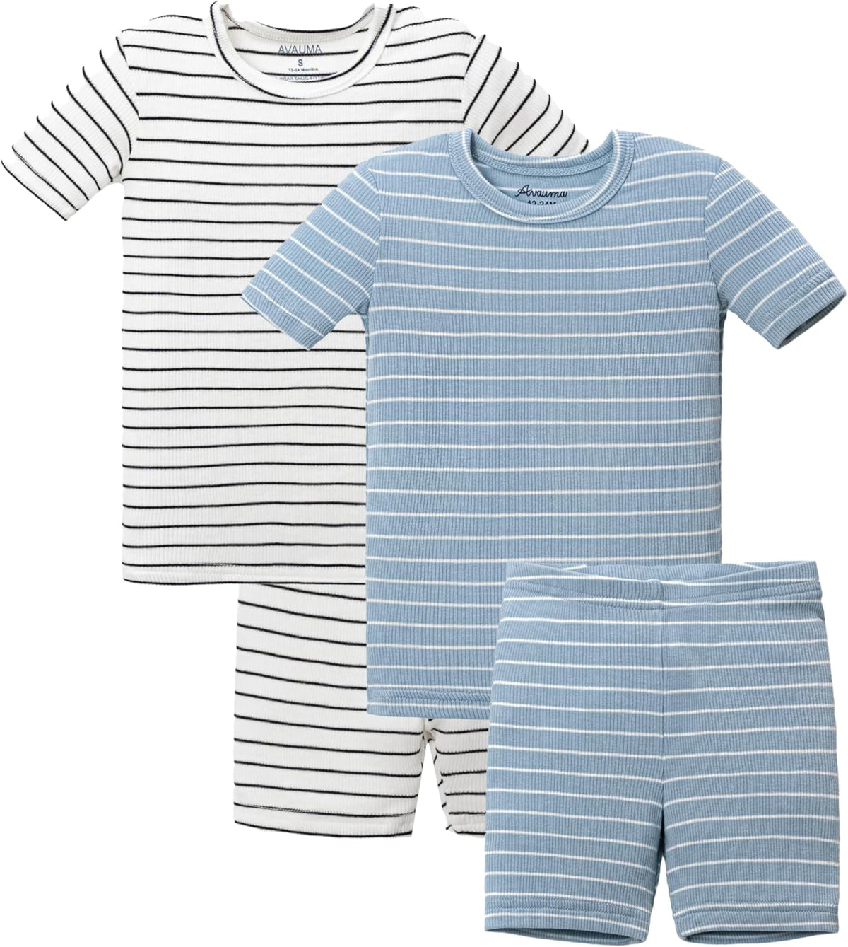 AVAUMA Stripe Pattern Baby Boys Girls Pajama Set Kids Toddler Snug fit Ribbed Sleepwear pjs for