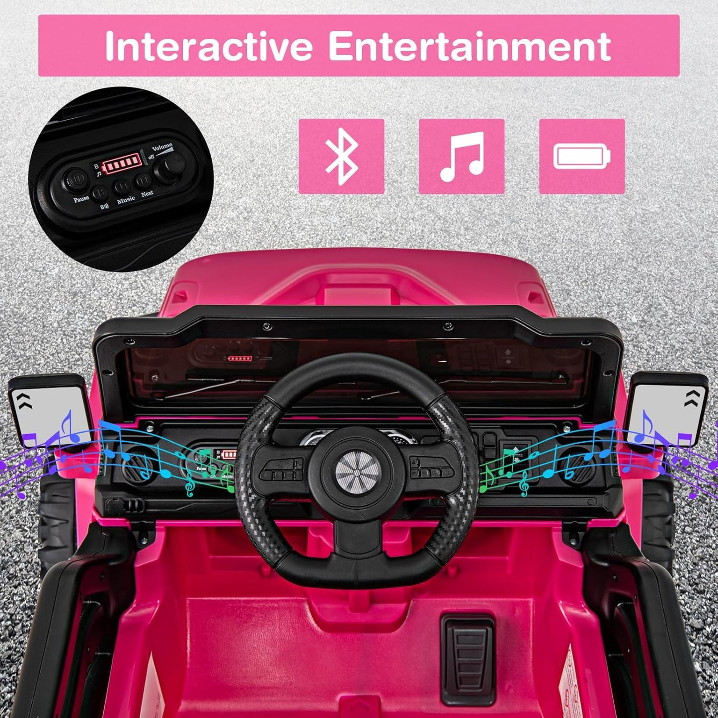 Costzon 12V Kids Ride on Truck Car, Electric Vehicle w/Remote Control, Threaded Wheels, 3 Speeds