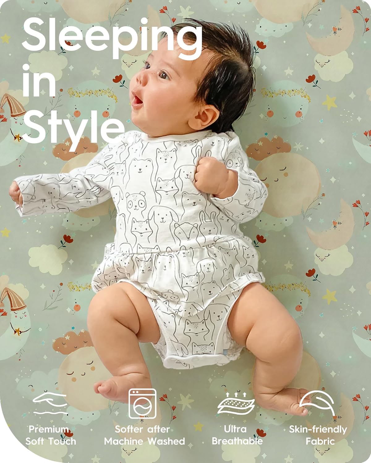 Space Crib Fitted Sheet, Super Stretchy Jersey Star Crib Sheets, Buttery Soft Boy Crib Mattress