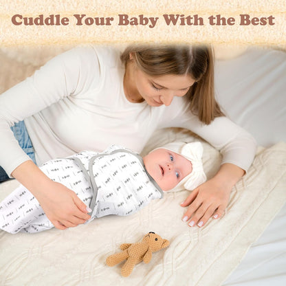 Baby Swaddle Blanket 3-Pack – Organic Cotton Adjustable Swaddle Wrap for Newborns 0-3 Months