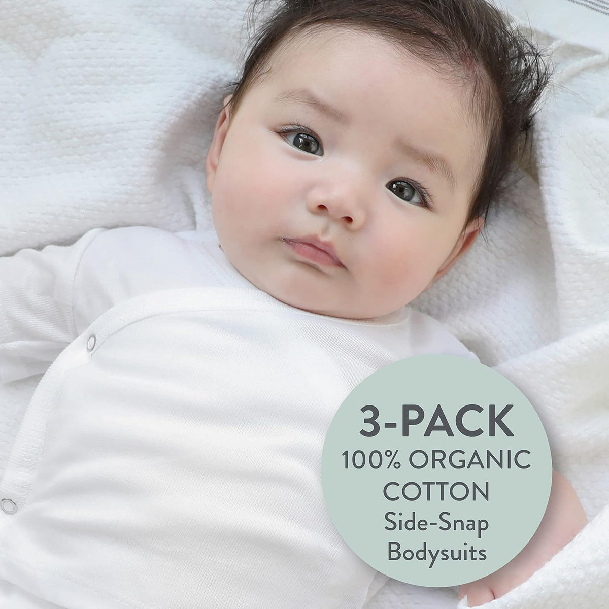 HonestBaby unisex-baby 3-pack Long Sleeve Side-snap Kimono Bodysuits Organic Cotton for Infant Baby
