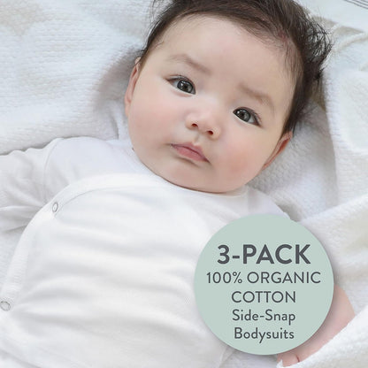 HonestBaby unisex-baby 3-pack Long Sleeve Side-snap Kimono Bodysuits Organic Cotton for Infant Baby