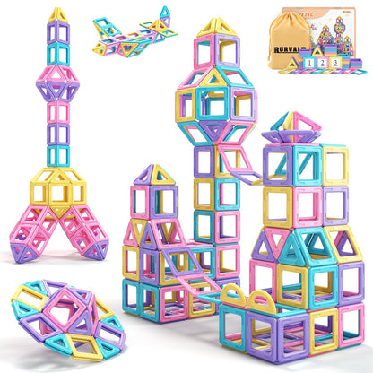 Rurvale Toddler Girl Toys, Magnetic Tiles 44pcs, Birthday Gifts Ideas for Girls Toys Age 3 4 5