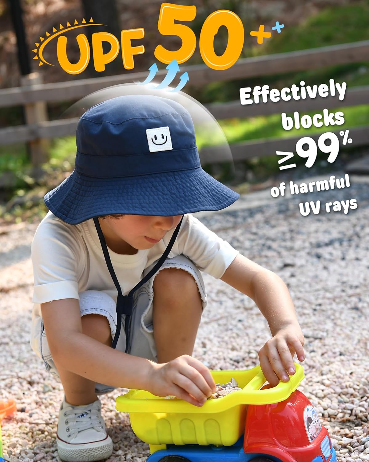 FURTALK Baby Sun Hat Smile Face Toddler Boys Girls Bucket Hat 0-5 Years Kids UPF 50+ Sun Protection