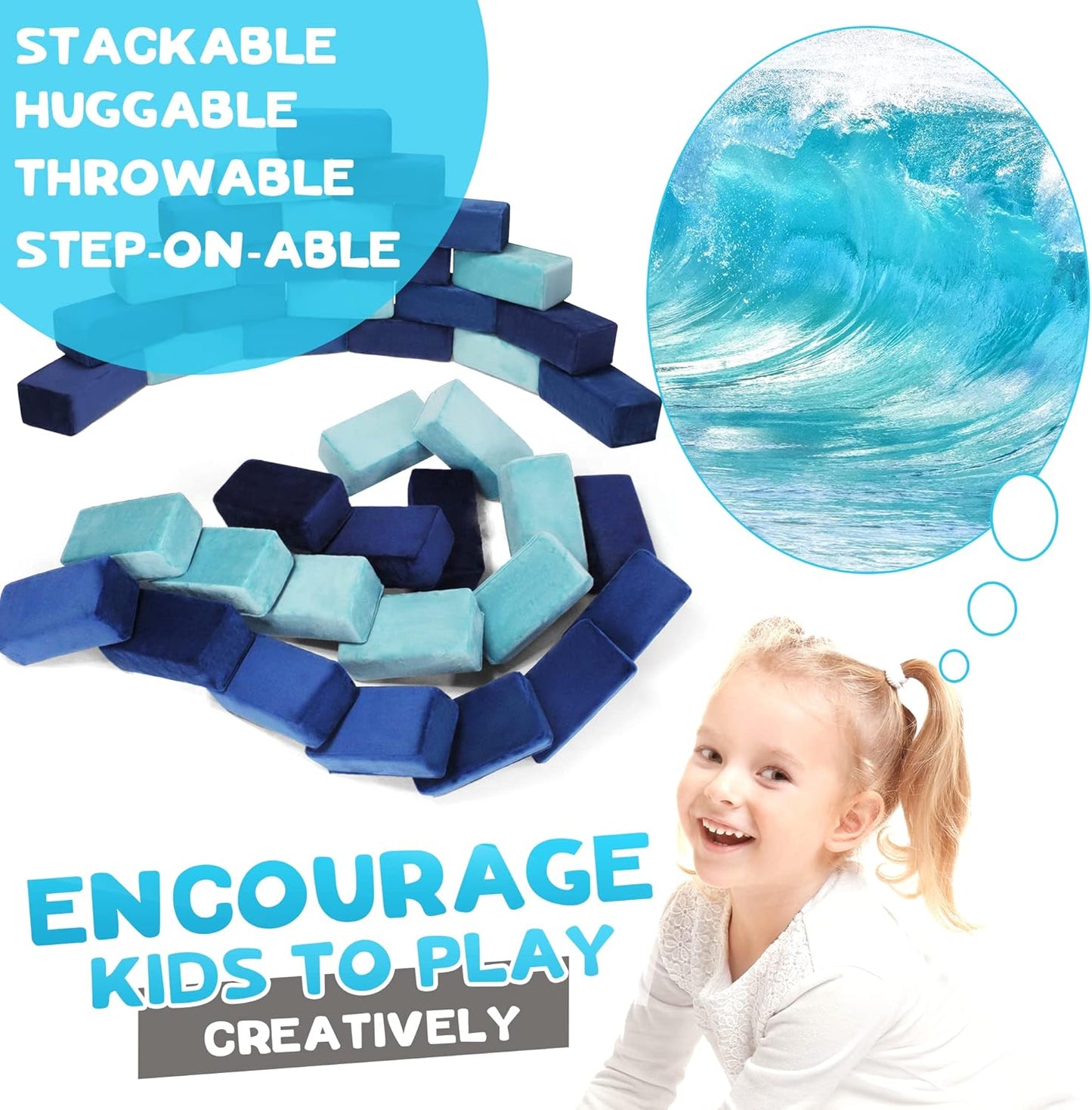 The Original Premium Plush Building Block for Kids - Certified Safe Foam Blocks in Luxuriously Soft