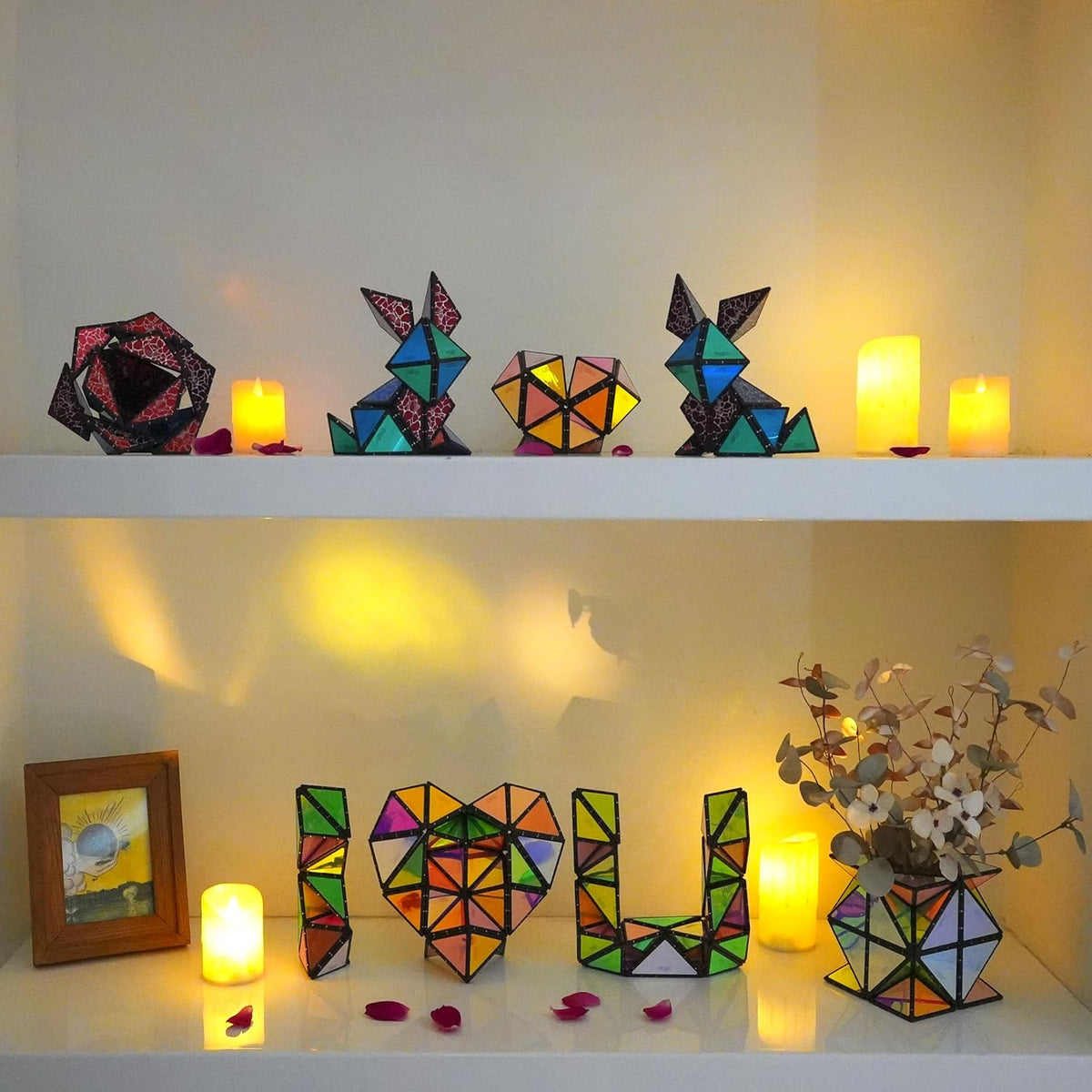 TOSY Magnet Pyramid Glow - 1 Cube Transforms into 1 Billion Shapes, 12 Pieces, 243 Rare Earth
