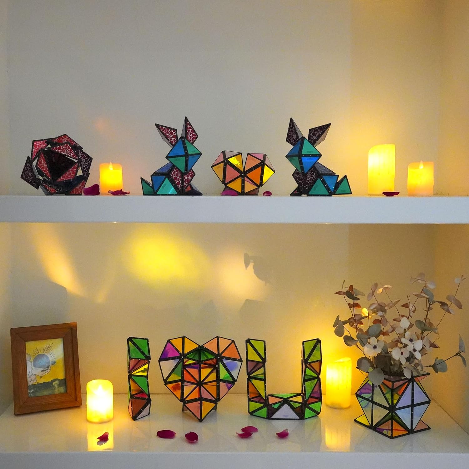 TOSY Magnet Pyramid Stone - 1 Cube Transforms into 1 Billion Shapes, 14 pcs (12 Puzzle pcs and 2