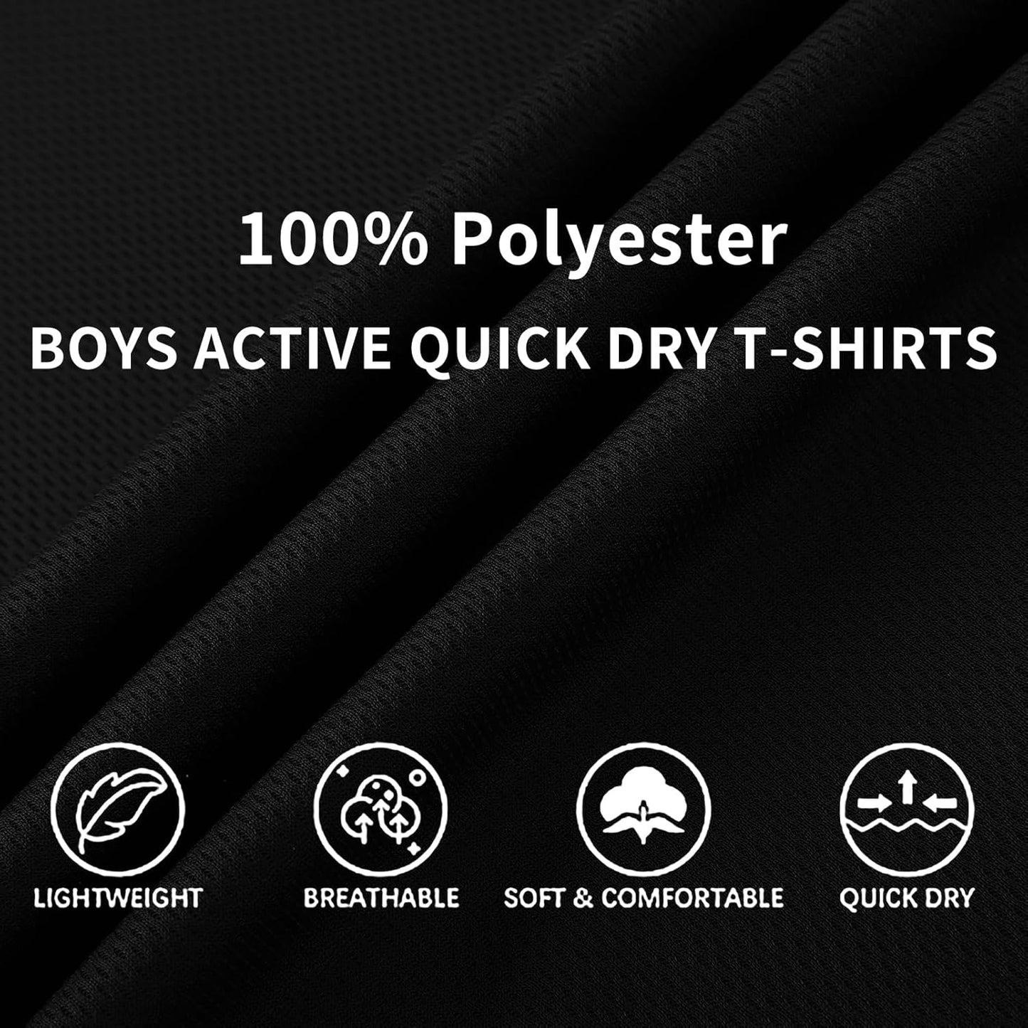 6-Pack Boys Athletic T-Shirts Quick Dry Short-Sleeve Tops Youth Moisture Wicking Running Sports