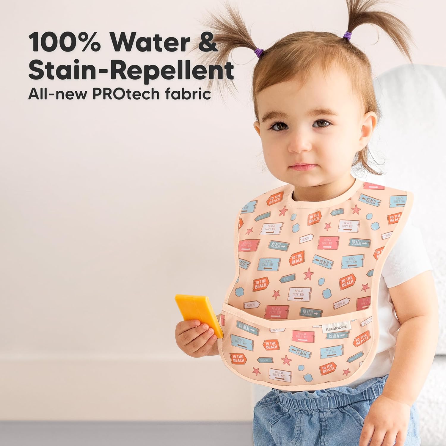 3-Pack Waterproof Baby Bibs for Eating - Lightweight Toddler Feeding Bibs with Large Food Catcher