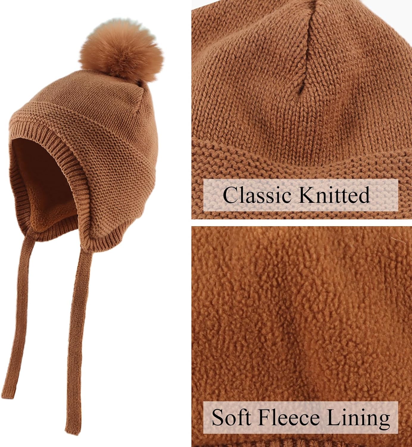 Basic Winter Baby Beanie Gloves Boys Girls Knitted Hat Pompom Kids Earflap Hats Warm Infant Toddler