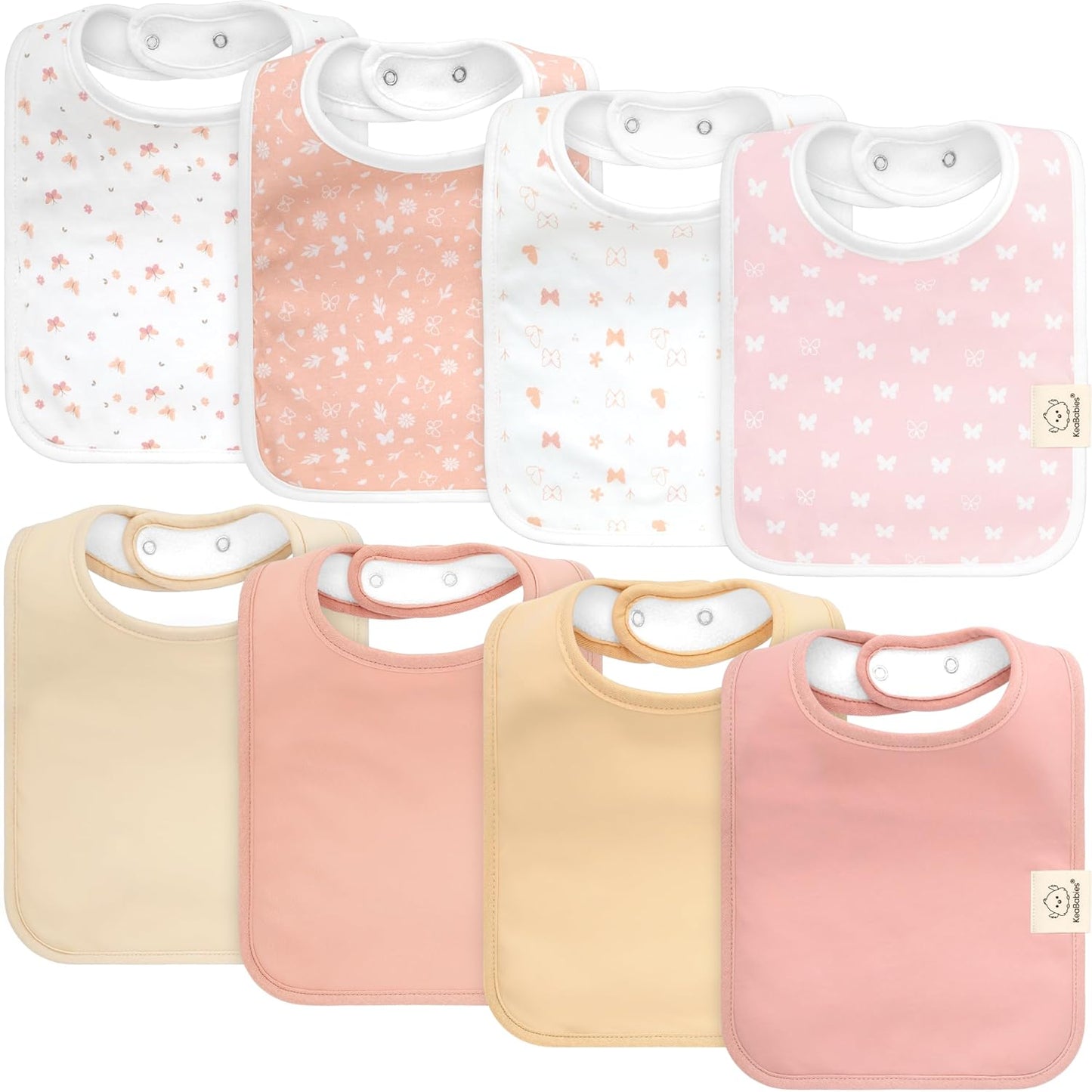 KeaBabies 8-Pack Organic Baby Bibs for Boys, Girls - Super Absorbent Cotton Drool Bibs for Baby