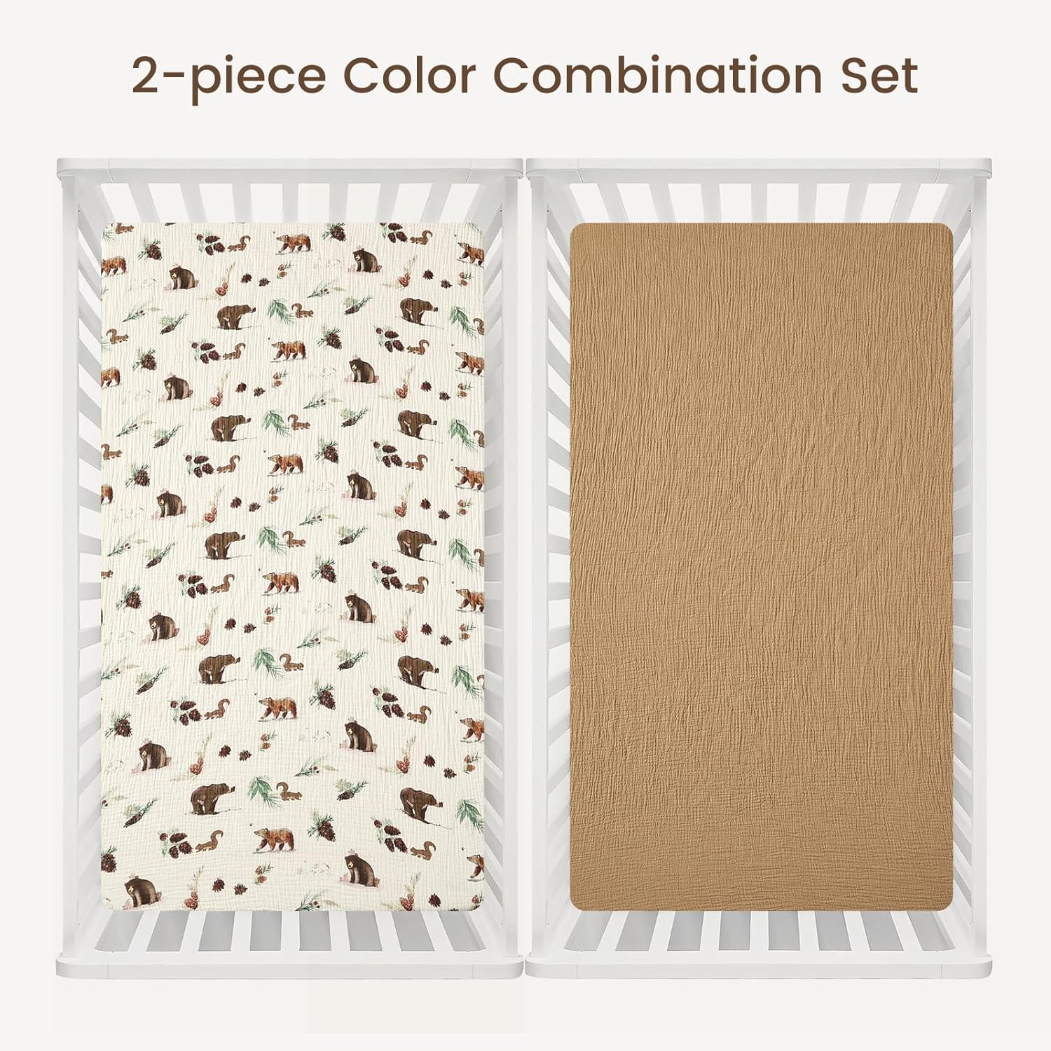 david's kids Muslin Crib Sheets for Boys Girls, 2 Pack 100% Cotton Soft Breathable Fitted Baby