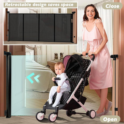 150" Extra Wide Retractable Baby Gates Dog Gate for Large Opening, 41" Extra Tall Mesh Pet Gate