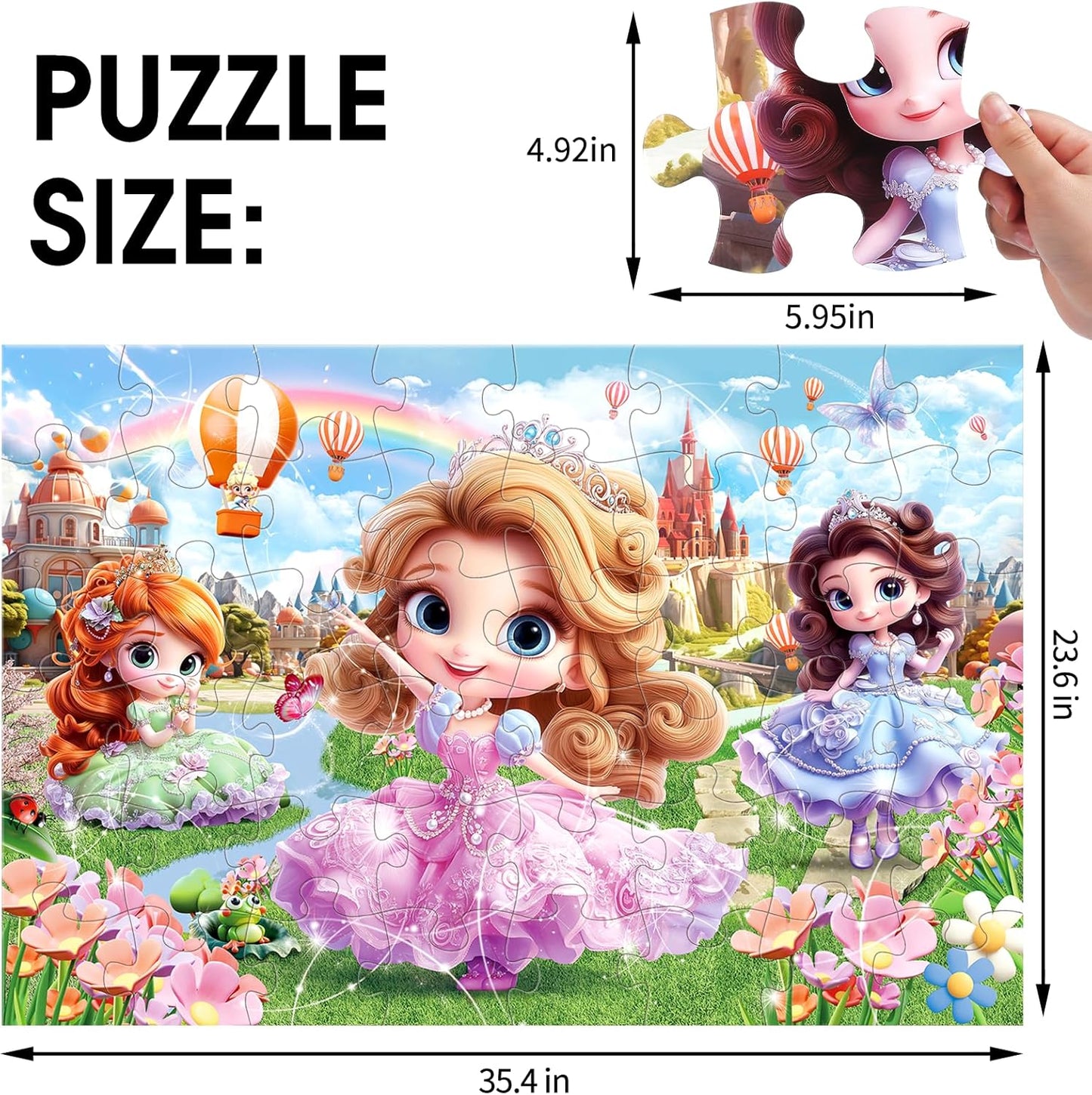 Jumbo Floor Puzzle for Kids,48 Piece Princess Large Jigsaw Puzzles,Puzzle for Toddler Ages