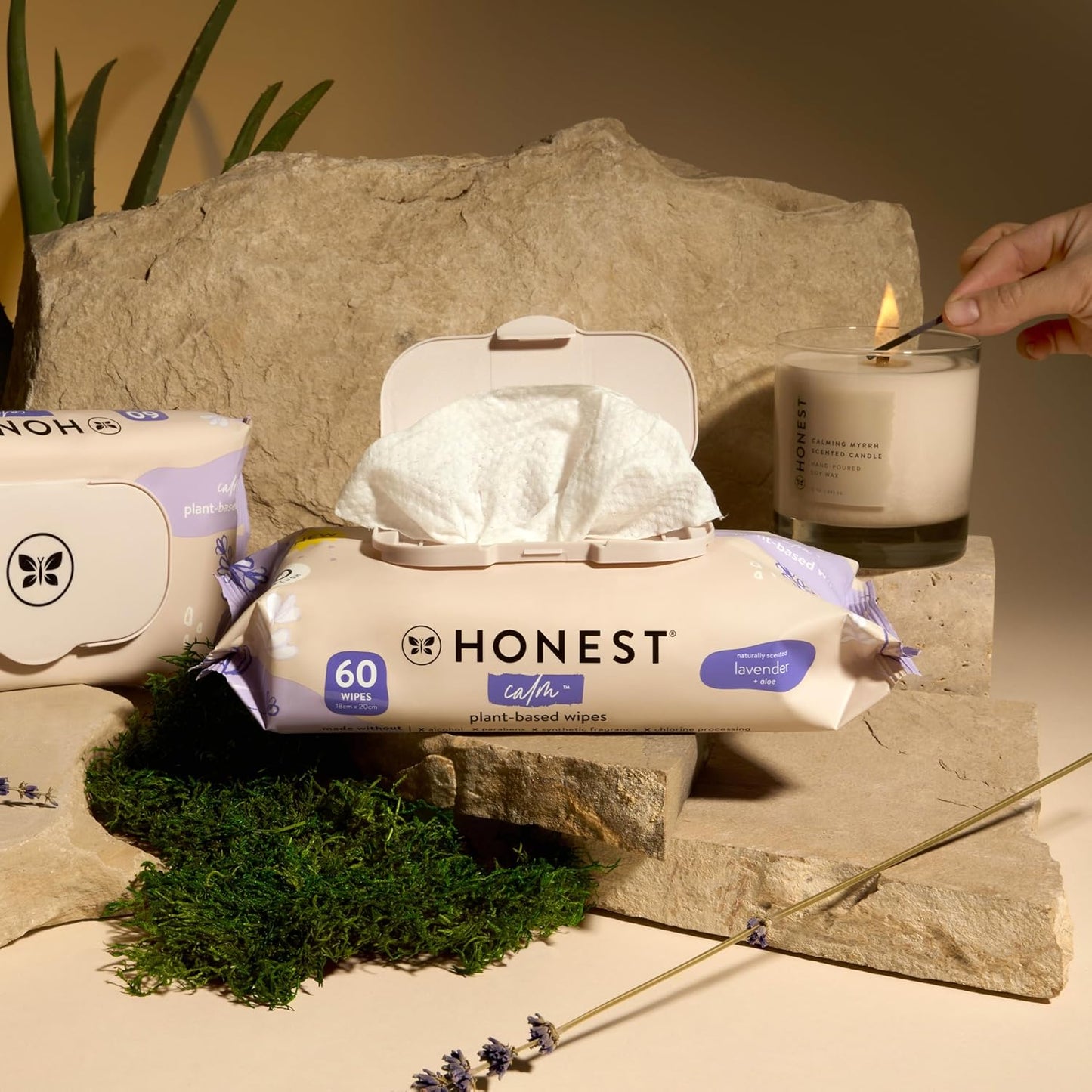 The Honest Company Calm + Cleanse Naturally Scented Wipes | Cleansing Multi-Tasking Wipes | 99%
