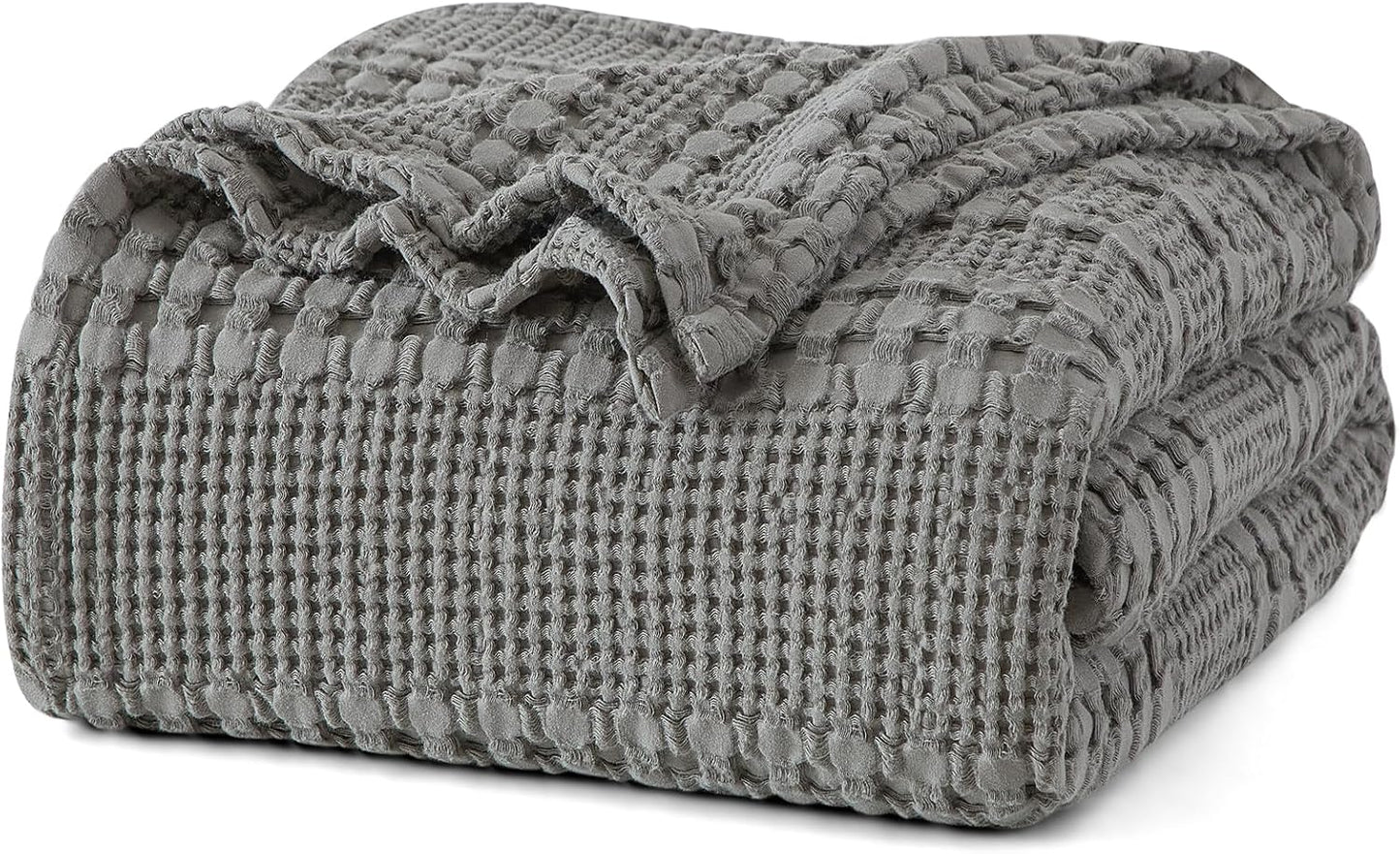 PHF 100% Cotton Waffle Weave Blanket Queen Size, Soft Lightweight Breathable Cozy Summer Blankets