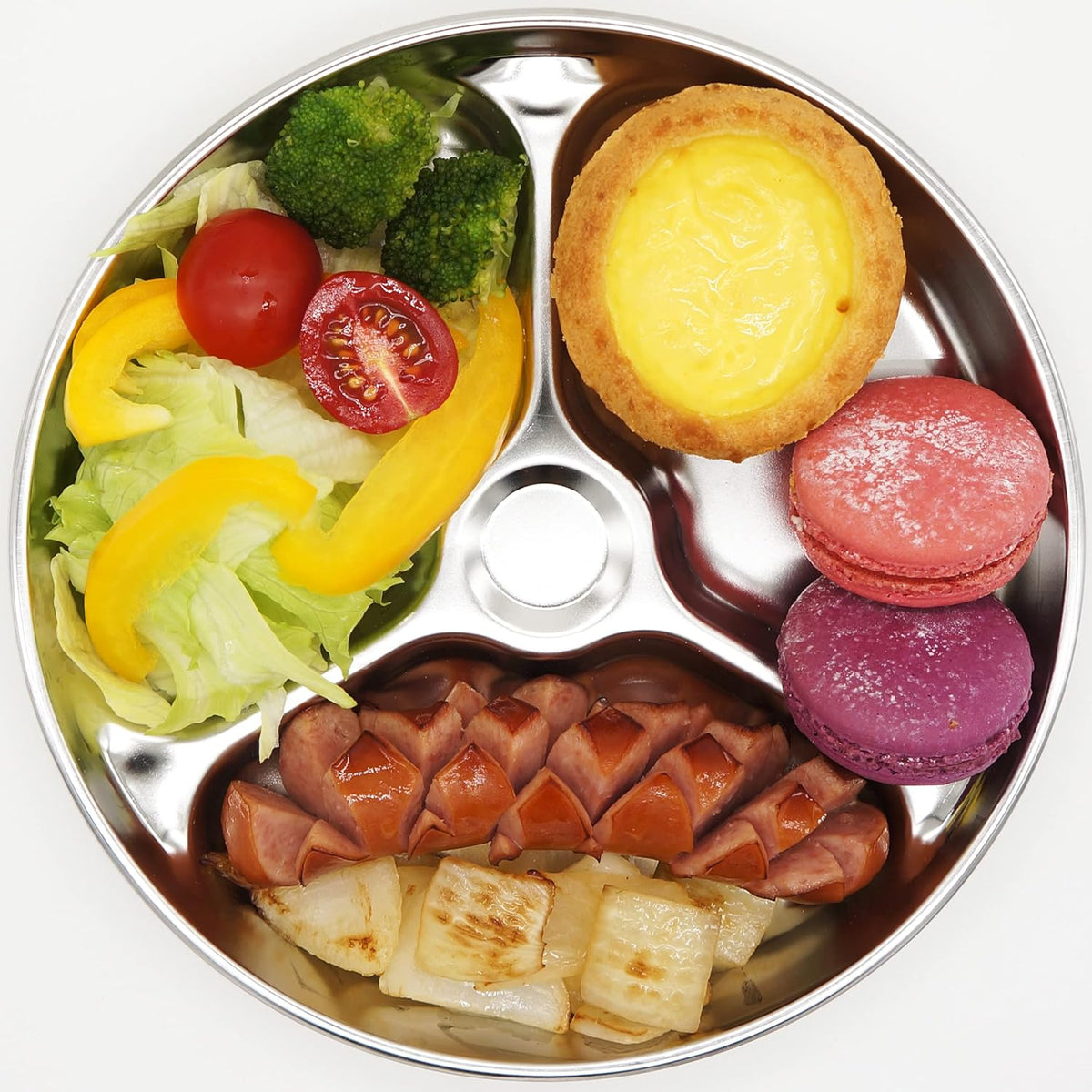 Korean Stainless Steel Divided Round Plates, Little Kids Toddlers Babies Tray, BPA Free, Diet