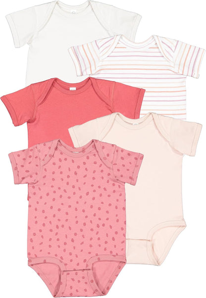 RABBIT SKINS Baby 5-Pack Soft Short Sleeve Bodysuit (4424K)