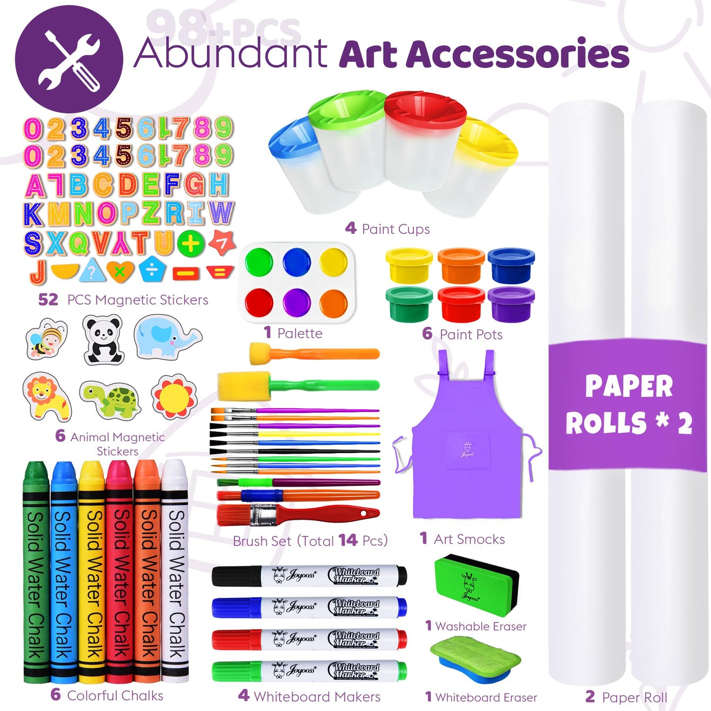 Joyooss Art Easel for Kids Easel for Toddlers,Adjustable Standing Wooden Toddler Easels Kid