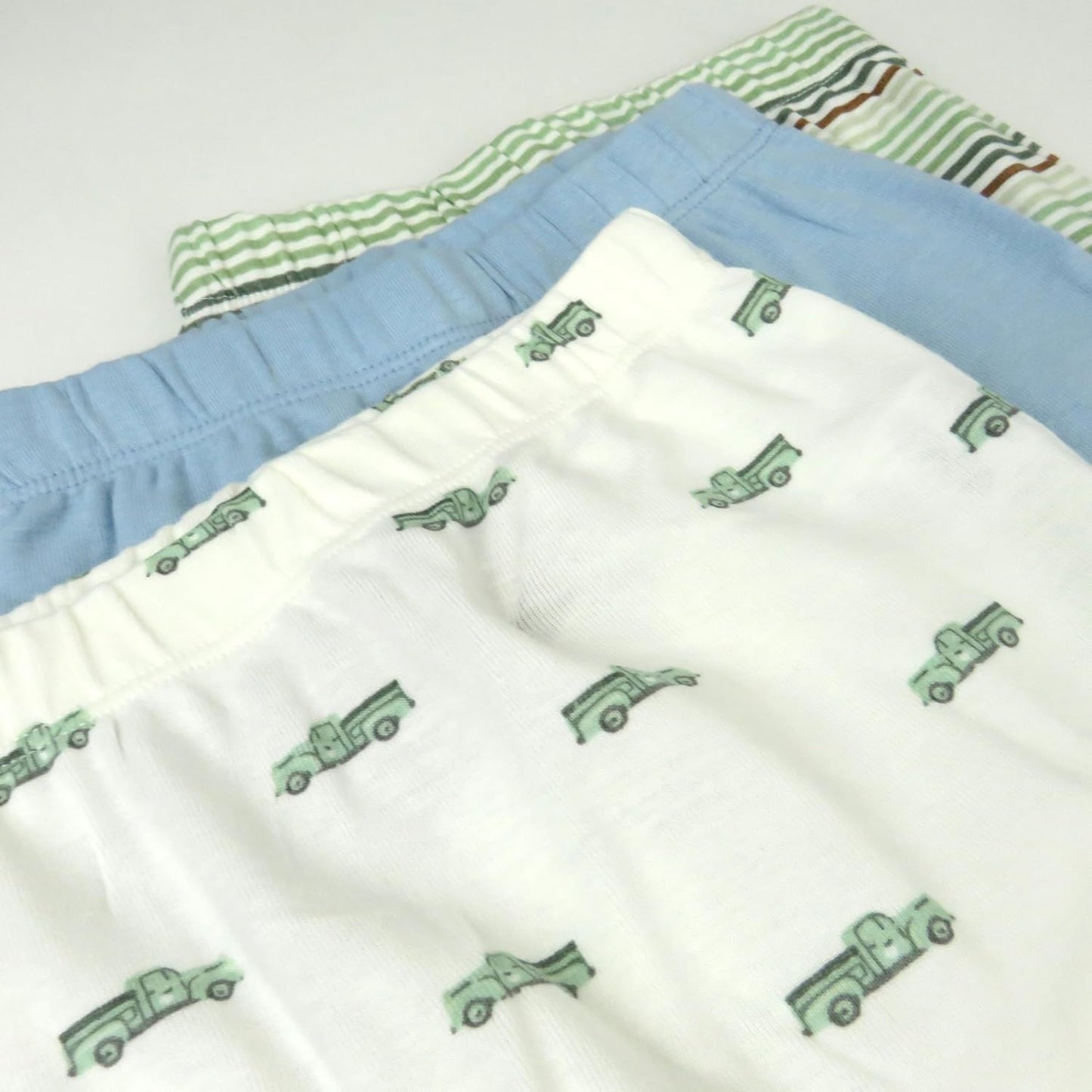 HonestBaby 3-pack Footed Pants Roomy Fit Pull on Bottoms 100% Organic Cotton for Infant Baby Boys