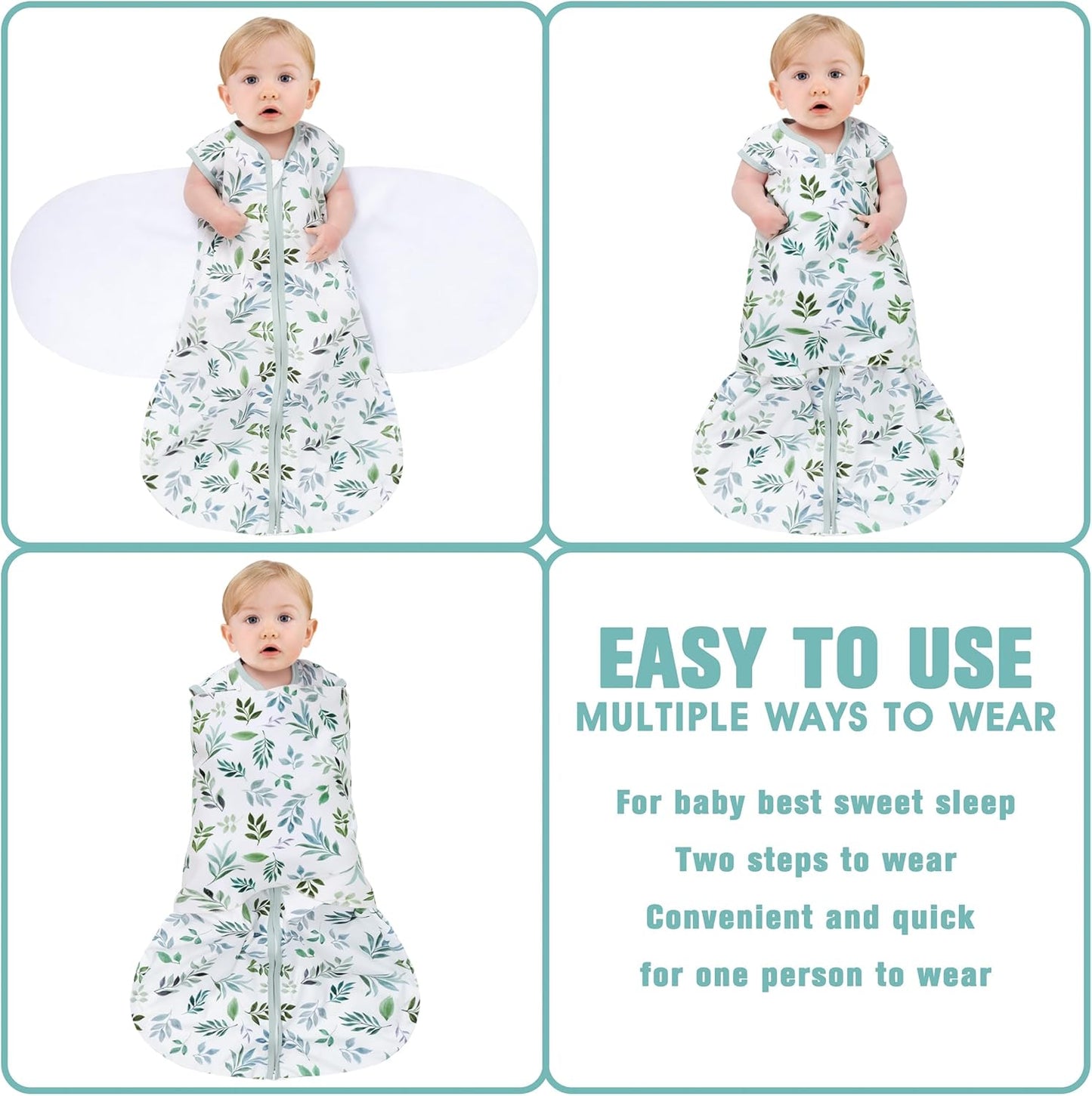 Newborn Sleep Sack Baby Swaddle,Swaddle me 0-3 Month,3-Way Adjustable Wearable Blanket,100% Rayon
