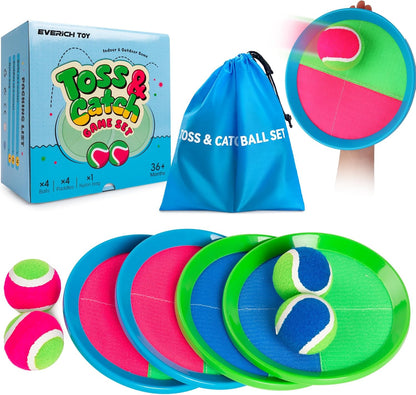 EVERICH Upgraded Toss and Catch Ball Game Set - Indoor and Outdoor Games for Kids 3-12, Beach Sand