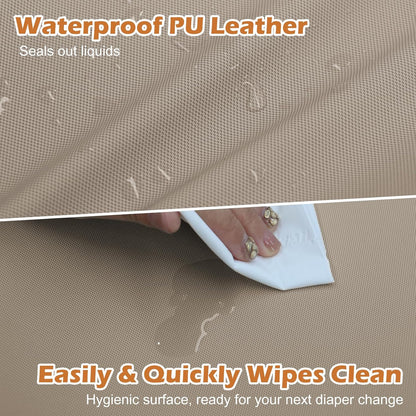 Vegan Leather Baby Changing Pad, Waterproof & Wipeable Soft Diaper Changing Mat 32“ x 16.6"