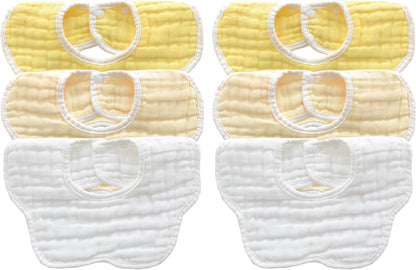 MUKIN Baby Drooling Towel, Snap Bibs, Muslin Bibs, 6 Pack, Adjustable, Soft Cotton