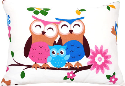 Cotton Toddler Pillowcase 13 x 18 Owl - Small Pillowcases for Travel Pillows, Owl Pillow Cases