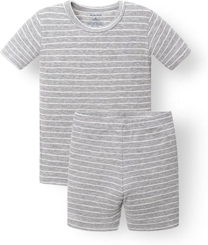 AVAUMA Stripe Pattern Baby Boys Girls Pajama Set Kids Toddler Snug fit Ribbed Sleepwear pjs for