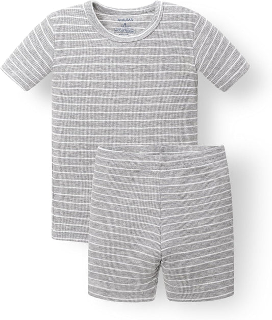 AVAUMA Stripe Pattern Baby Boys Girls Pajama Set Kids Toddler Snug fit Ribbed Sleepwear pjs for