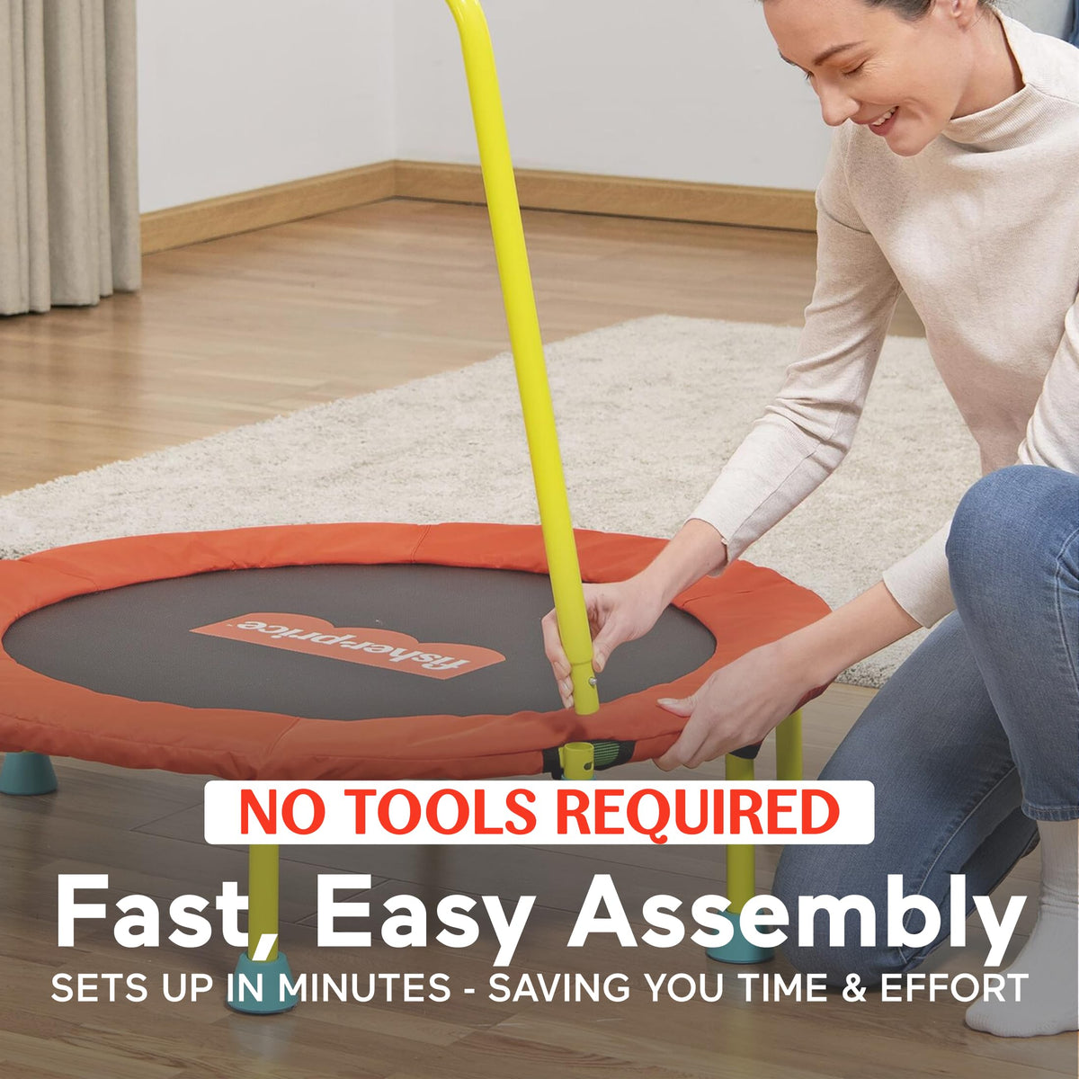 Fisher-Price Mini Trampoline, WonderJump 36" Round Bouncer, Multicolor