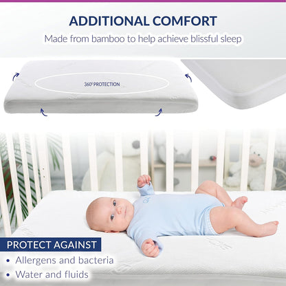Bamboo Crib Mattress Protector by Slumberfy, Waterproof and Hypoallergenic Mattress Protector for