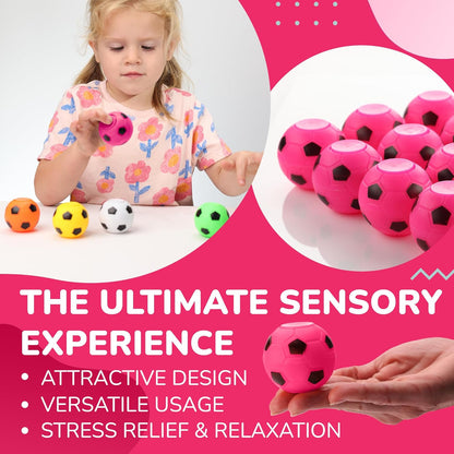 Fidget Spinners 2 Inch Fidget Spinner Balls 12 Pcs Fidget Spinner Pack - Pink Soccer Fidget