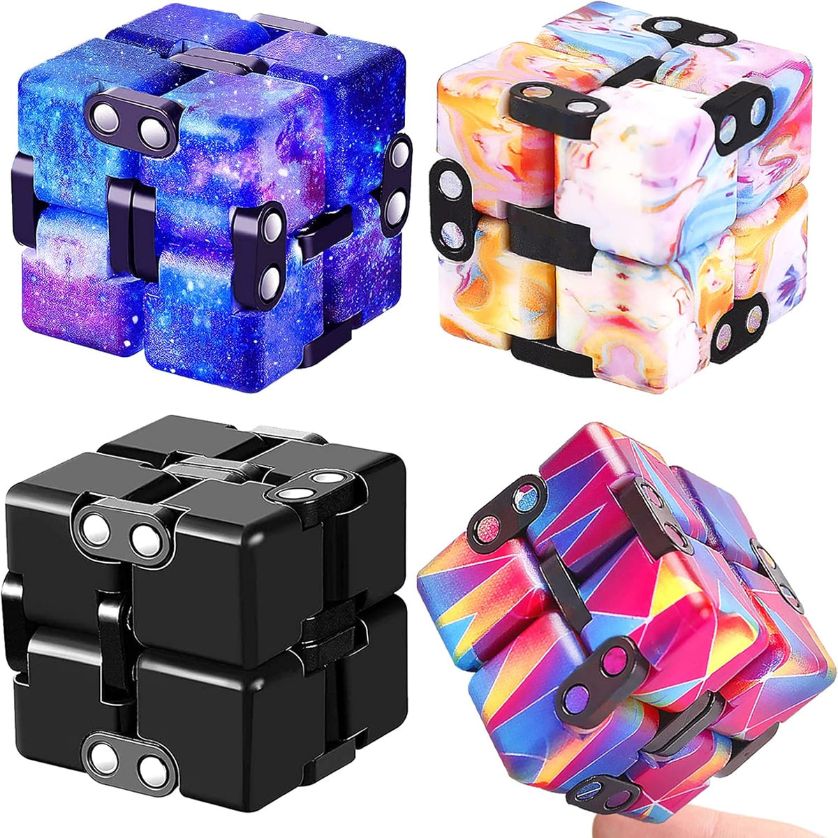 4 Packs Infinity Cube Toy Stress Relieving Game for Kids and Adults,Cute Mini Unique Gadget Anxiety