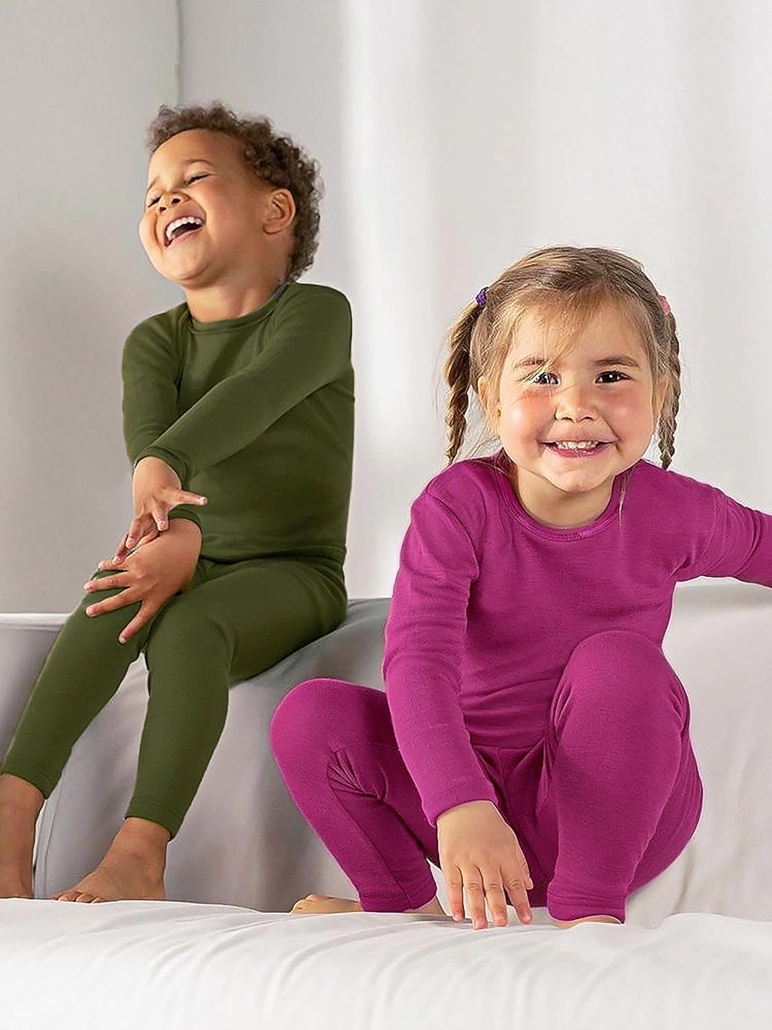BABY 2T-10Y Toddler Kids Girls Boys Soft Comfy Viscose 2pcs Set Long Sleeve Plain Shirts and Pants