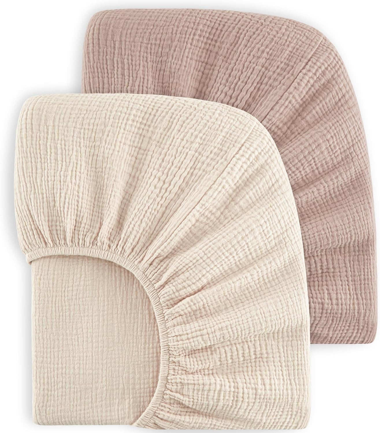 Bearmoss Muslin Crib Sheets 100% Cotton Baby Crib Sheets Fitted for Standard Crib Mattress &