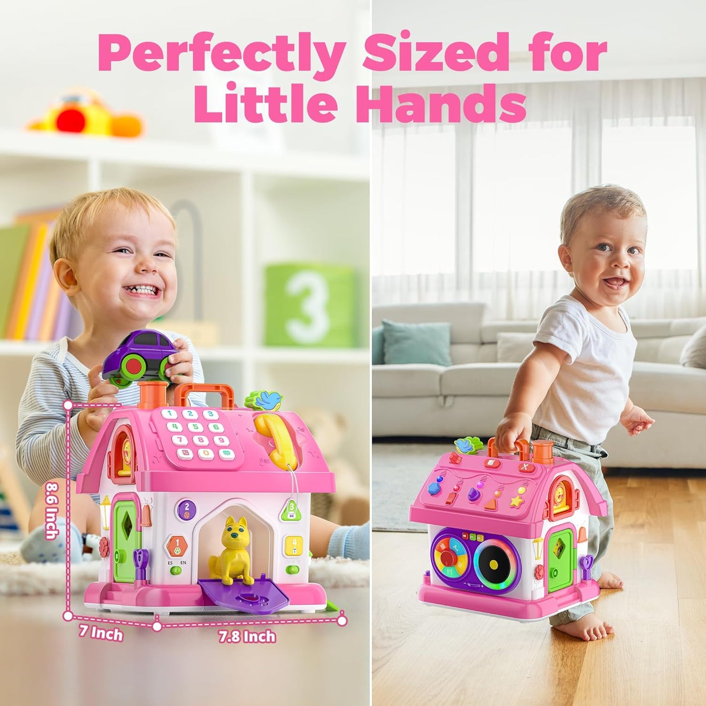 Montessori Toy for 1 Year Old Girl Gifts, Musical Bilingual Educational Toddler Toy Age 1-2 Yr