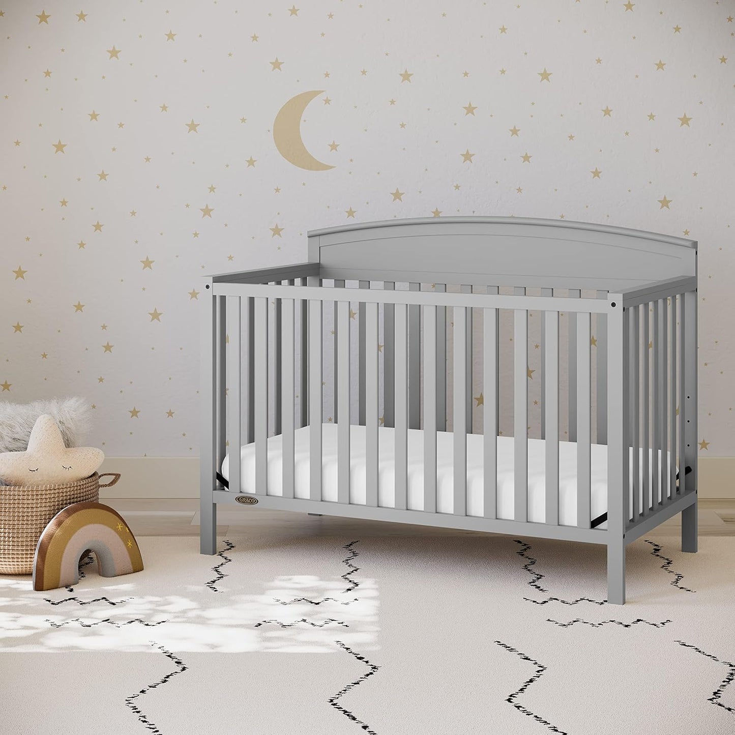 Graco Benton 5-in-1 Convertible Crib (Pebble Gray) – GREENGUARD Gold Certified, Converts from Baby