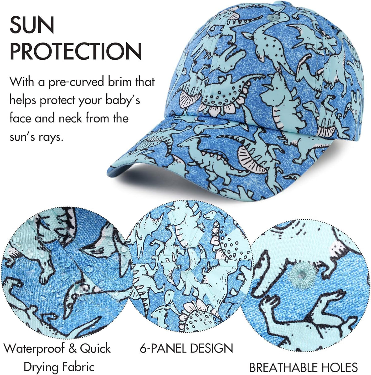 JANGANNSA Dinosaur Boys Girls Caps Embroidery Baby Baseball Caps Cotton Infant Toddler Kids Hat
